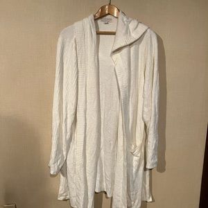 Barefoot Dreams CozyChic Lite Relaxed Hooded Cardi w/Pockets (Sea Salt)